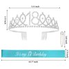 CAVETEE 18th Birthday Crown，Birthday Sash and Crown，18th Happy Birthday Sash for Women 18th Birthday Party Decorations for Birthday Gifts