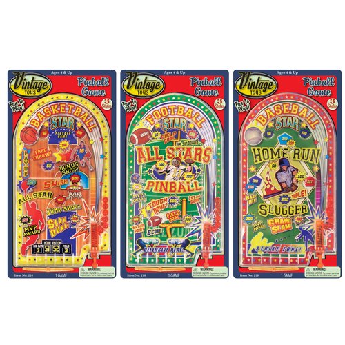 JA-RU Mini Pinball Game (3 Units) Handheld Sports Themed Arcade Toy for Kids. Classic Old School Vintage Travel Items. Bulk Party Favors & Stocking Stuffers. 210-3s