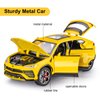 SASBSC Toy Cars for Boys Age 4-7 Lambo Urus Car Toys for 3 4 5 6 7 8 Year Old Boy Off-Road Metal Cars for Kids Diecast Model Cars with Light and Sound Birthday Gifts(Yellow, 1:24)