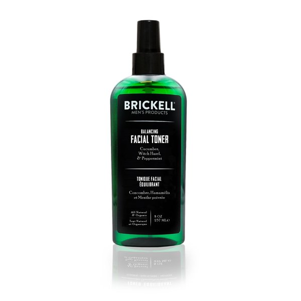 Brickell Men's Balancing Face Toner for Men, Natural and Organic Alcohol-Free Facial Toner with Witch Hazel, 8 Ounce, Scented