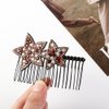 Pokinge 3pcs Sweet Rhinestone Star Hair Comb Metal Side Hair Combs With Long Teeth Slide Hair Clips Fixed Combs Hair Accessories U Shape Hair Styling Comb