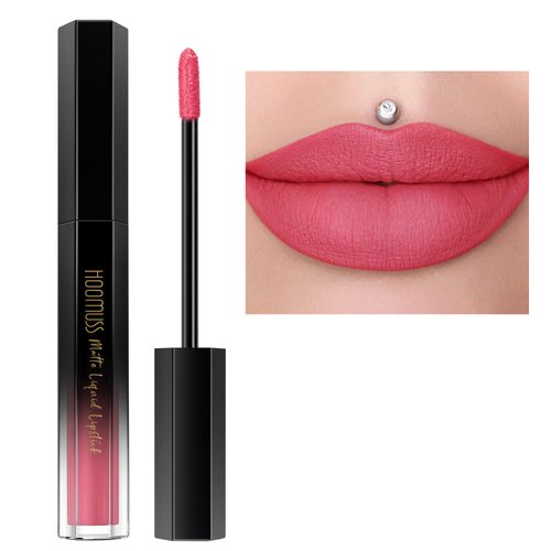 HOOMUSS Red Lipstick Long Lasting, Matte Liquid Lipsticks for Women Non Transfer Smudgeproof Smooth and Easy to Appy Cruelty Free Lip Color, M64 Pink Heart