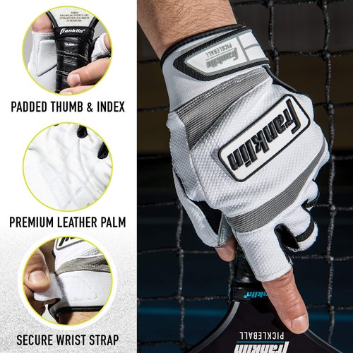 Franklin Sports Pickleball Gloves - Men's + Women's Adult Size Pickleball Gloves - Right Hand Glove for Pickleball + Racquetball - Pickleball Gear + Accessories - Righty - White - Adult Medium