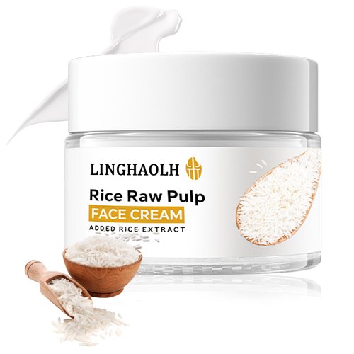 LingHaoLH Rice Face Cream for Men and Women,Hydrating Face Moisturizer for All Skin Types,Raw Pulp Rice Cream Facial Moisturizer for Moisturizing Skin