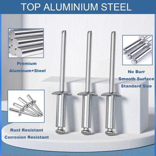JUIEYIR 620Pcs Pop Rivets Assortment Kit, 14 Sizes Aluminum Blind Rivets (3/32" 1/8" 5/32" 3/16" 1/4") with 304 Stainless Steel Pop Rivet Washer, Assorted Blind Rivets