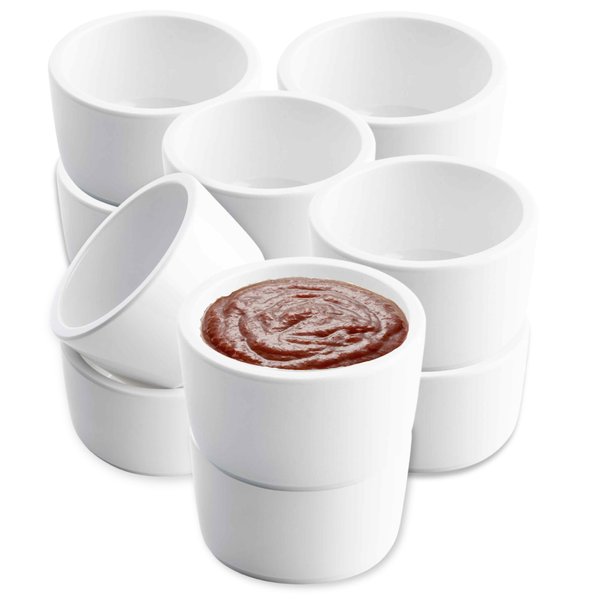 TableCraft 11407 Ramekin, Round 2 oz. Melamine Bowl, Straight Sided, 2.625" Diameter, White, Durable and Nestable, Perfect for Dips, Sauces, Desserts; Easy to Store & Dishwasher Safe, 12-Pack