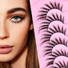 7 Pairs 17MM Fox Eye Lashes False Eyelashes Wispy, Fluffy Fox Eyelashes Cat Eye Lashes Strip Lashes, Lightweight Eyelashes Volume Fake Lashes Eyelash Extensions Natural Looking False Lashes, Black
