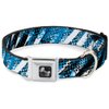 Dog Collar Seatbelt Buckle Grunge Tread Blue 18 to 32 Inches 1.5 Inch Wide