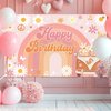 Avezano Groovy Birthday Banner for Retro Hippie Birthday Party Decorations Girls Daisy Flower Boho Rainbow Theme Photoshoot Backdrops 70.8 x 43.3 Inch