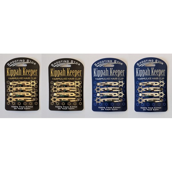 Kippah Keeper Yarmulke & Hair Clips - Combo Pack (2 Silver + 2 Gold)