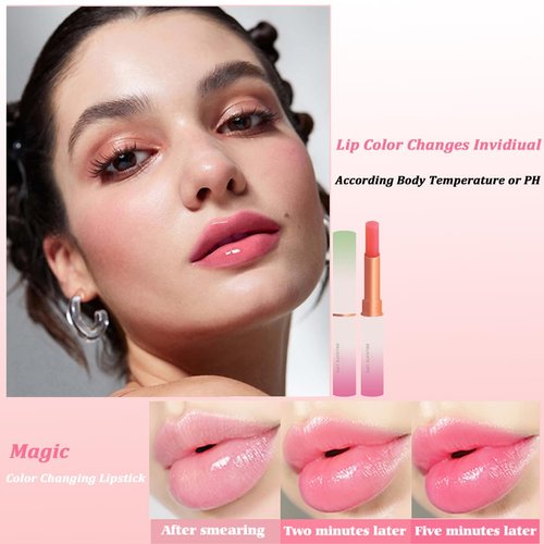 TEEROVA 6 Pcs Color Changing Lipstick Lip Balm, Magic Temperature PH Color change Lipstick, Moisturizing No-Sticky Long Lasting Lip Gloss
