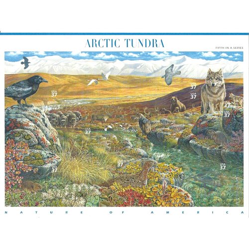 Arctic Tundra, Full Sheet of 10 x 37-Cents Postage Stamps, USA 2003, Scott 3802
