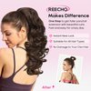 REECHO Ponytail Extension, 18 inch Drawstring Ponytail Hair Extensions Long Curly Wavy Clip in Pony Tail Synthetic Hairpiece for Women, Black Brown