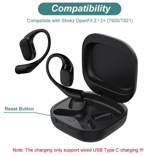 Kissmart Charging Case for Shokz OpenFit 2/OpenFit 2+ | Replacement Charger Case Cover for Shokz T920 T921 Open Ear Headphones (500mAh)