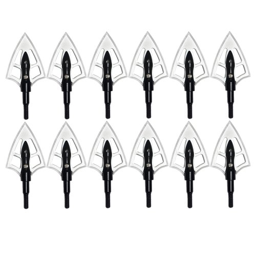 12Pcs Stainless Steel 100 Grain Broadheads 2 Blades Hunting Tips for Crossbow Compound Bow Archery Hunting