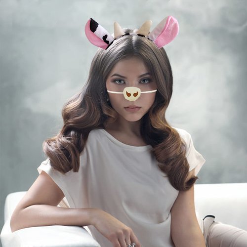 4 Pcs Halloween Milk Cow Headband Nose Bow Tie Tail Cow Ears Horns Hair Hoops Bowtie Animal Cow Headpiece Hairband Hair Bands Women Christmas Party Decoration Cosplay Costume Cute Hair Accessories