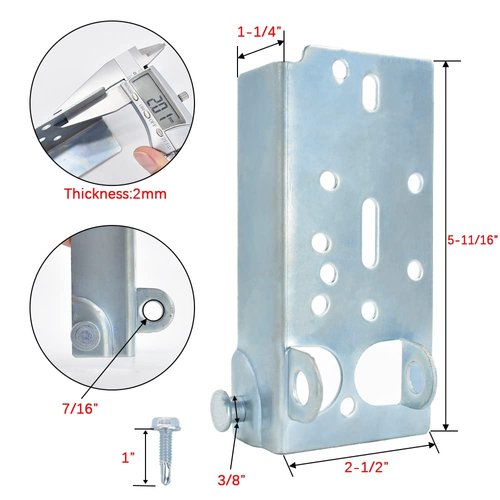 scottchen PRO Garage Door Bottom Lifting Brackets for 7/16in Stem Roller Left and Right with Bolts - 1Pair