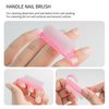 HaimiLiya 100/180/240 Grit Sandpaper Sheets Nail Brush Set, Mini Nail Files, Self-Adhesive Sandpaper Pads for Cuticle Pusher Beveled Head, Handle Grip Nail Brush, Nail Art Pre-polishing(150 pcs)