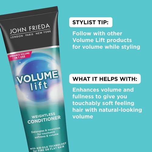 John Frieda Volume Lift Lightweight Conditioner for Natural Fullness, 8.45 Ounces, Safe for Colour-Treated Hair, Volumizing Conditioner for Fine or Flat Hair