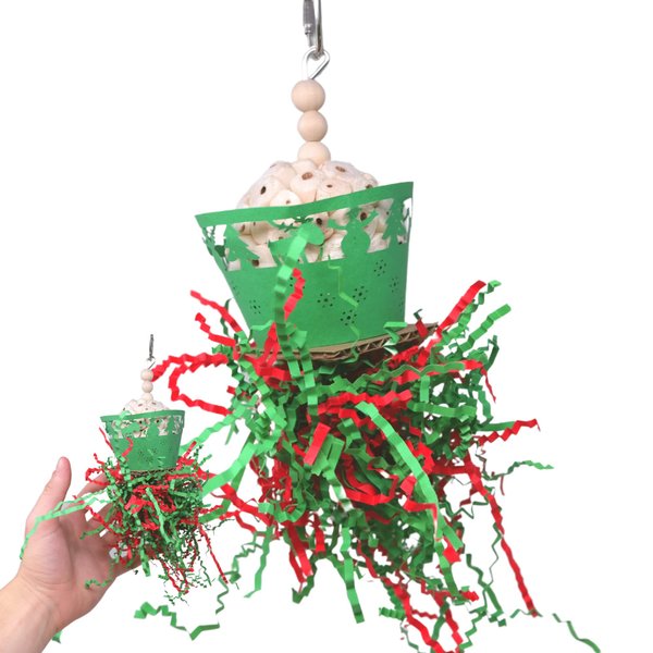 Bonka Bird Toys Merry Christmas Festival Small Bird Toy Natural Sola Chew Foraging Treat Cockatiels Parakeets Conures and Similar Birds (2454 Green)