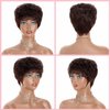 Lovenea Human Hair Short Wigs for Black Women Pixie Cut Wig Short Human Hair Wigs for Black Women Wavy Hairstyles Layered Wavy Short Wig Pixie With Bangs (Wavy-Dark Brown)