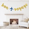 RoadSea Bon Voyage Banner - Travel Theme Party Bunting Supplies - Job Change - Retirement - Moving - Farewell Party Decorations - Gold Glitter