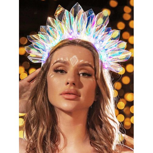 GENBREE Light Up Headband LED Glow Hair Band Rave Party Costume Crown Hair Accessories for Women