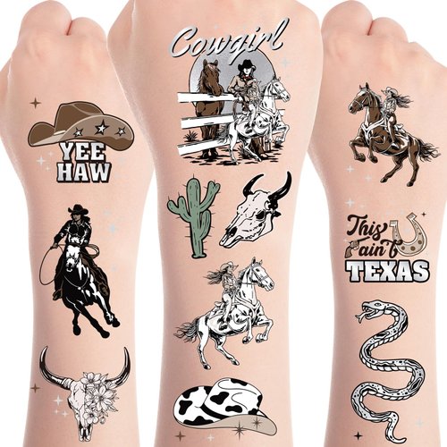 Bachelorette Temporary Tattoos - 6 Sheets Cowgirl Temporary Tattoos Bachelorette Tattoos Cowgirl Bachelorette Party Decorations Yeehaw Western Rodeo Cowgirl Party Decorations