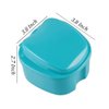 OBTANIM 2 Pack Denture Bath Cup Case Box Holder Storage Soak Container with Strainer Basket for RetainersTravel False Teeth Cleaning (Blue, Green)