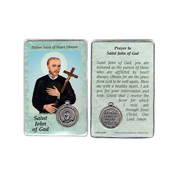 Saint St St. John of God Prayer Card Holy Card Cards Patronage Patron Heart Disease Failure Healing Problems with Medal