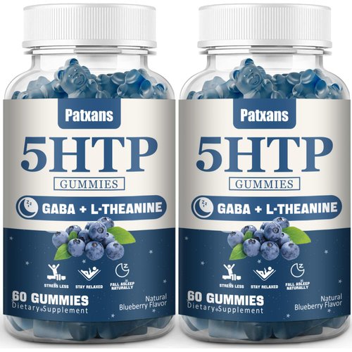 2Packs 300MG 5HTP GABA Sleep Supplement Gummies - Melatonin-Free - Contains 200 MG L-Theanine - S...