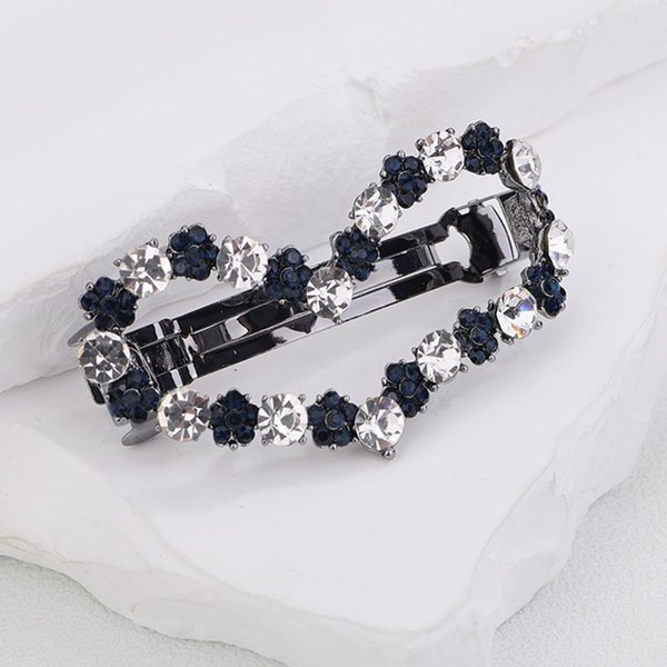 BERYUAN Heart Vintage Cyrstal Rhinestone Hair Cips Sparkly Ponytail Prom Clips Vintage Metal Rhinestone Hair Barrettes French Vintage Rhinestone Heart Wedding Hair Accessories (silver and blue)