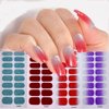 8 Sheets Semi Cured Nail Polish Strips Glitter Gel Nail Stickers for Nail Art Solid Color Full Nail Wraps with Gradient Designs Red Black Blue Green Purple Pink Self-Adhesive Nail Strips for Women