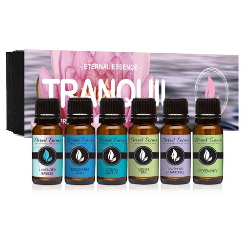 Eternal Essence Oils Tranquil Set of 6 Premium Fragrance Oils - Includes Lavender Breeze, Green Tea & More - for Diffusers, Candle & Soap Making, & Aromatherapy - 10ML