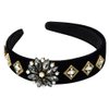 LOVEF 2pcs 40mm Fashion Headbands for Girls Women Padded Velvet Hair Bands Rhinestone Crystal Flower Hair Hoops Shining Wide Headband