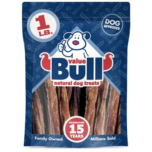ValueBull USA Bully Sticks for Dogs, 6 Inch, Odor Free, 1 Pound - All Natural Dog Treats, 100% USA Beef Pizzles, Single Ingredient Rawhide Alternative
