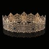 King Men Tiara Crown Imperial Medieval Headband Crystal Pageant Costumes For Birthday Party Prom Halloween Hair Accessories (Dark Gold With Black Stone)