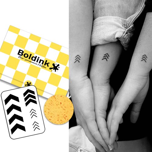 Boldink Semi-permanent tattoos, realistic fake tattoos, last 7-15 days, waterproof non-reflective temporary tattoo stickers, cruelty-free, uniquely designed exquisite packaging（Arrows）