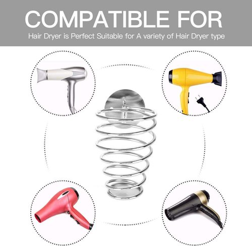 Spiral Blower Stand, Spring Wall Mounting Hair Dryer Hanging Rack, Stainless Steel Hairdryer Blowers Holder, Best Choice for Home Hair Salon Beauty Salon