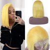 Aprilhair Pre-plucked Grey Bob Lace Front Wigs Straight Glueless 130% Density Short Cut Brazilian Virgin Human Hair With Baby Hair Full And Thick Free Part (10 Inch, Yellow color)