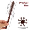 Small Round Hair Brush for Blow Drying, 1 Inch Mini Quiff Roller Brush with Pear Wood Handle and Ball Tip Nylon Bristles, Curling Brush Styling Brush for Women and Men's Beard