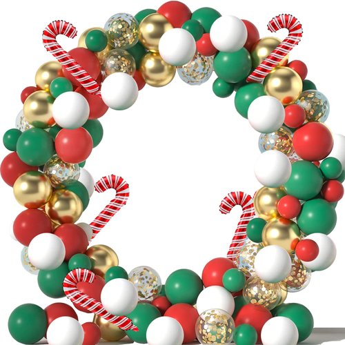 Christmas Balloons Garland Arch Kit,123pcs Red Green White and Gold for Christmas Xmas New Year Decor Party Supplies
