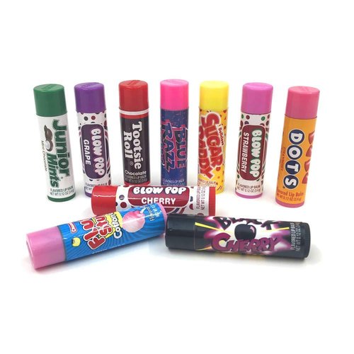 10 Pieces Flavored Tootsie Roll Lip Balms taste beauty Party Pack Lip smackerschoose Your Flavor. Blow pop in Cherry, Grape & Strawberry, Blue Razz, Sugar Daddy, Junior Mint, Tootsie roll, Dots