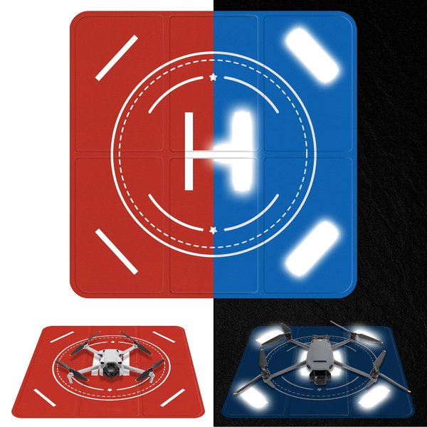 FPVtosky Nighttime Reflective Drone Landing Pad, Fast-fold Double Sided Waterproof Landig Pad Weighted for DJI Mini 5 Pro/ 4/3 Pro/Mini 4k / Mavic 4 / Air 3s/ Avata 2/ Neo/Flip(25 in)