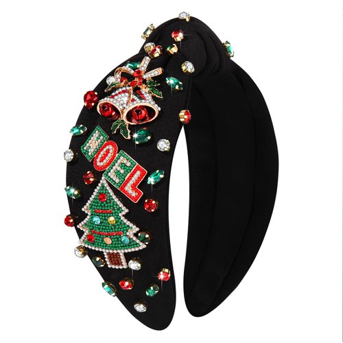 ZOLEAROPY Christmas Headband Christmas Snowflake Headband Accessories Xmas Tree Bell NOEL Rhinestone Crystal Jeweled Knotted Headband Winter Holiday Party Favors Gifts