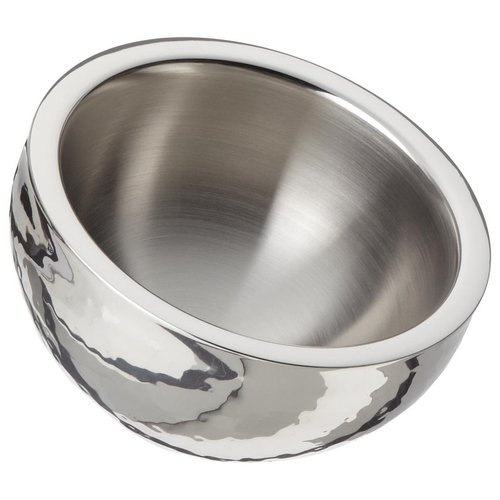 Elegance Hammered 6-Inch Stainless Steel Dual Angle Doublewall Serving Bowl, Silver