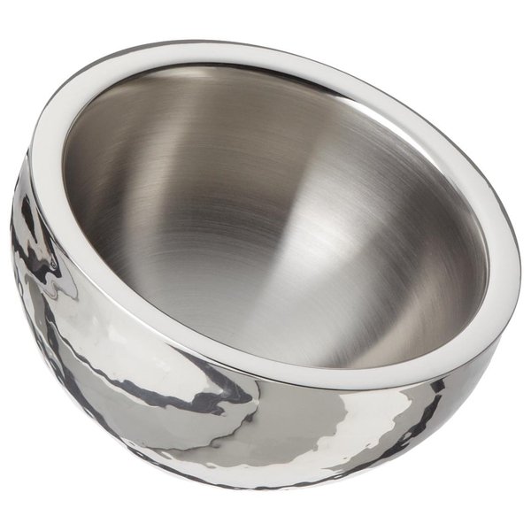 Elegance Hammered 6-Inch Stainless Steel Dual Angle Doublewall Serving Bowl, Silver