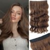 Wire Hair Extensions with 4 Secure Clips Long Wavy 24 inch Curly Synthetic Hair Invisible Transparent Wire Extensions Hairpiece for Women Adjustable Headband Hailriss Hair Chestnut Brown Color