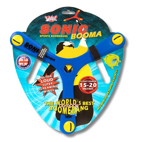 Wicked Sonic Booma - The World's Best Outdoor Boomerang. Ultra Loud Whistle in Flight! Guaranteed Return Flights/Special Memorang Polymer Made. 1 Random Color