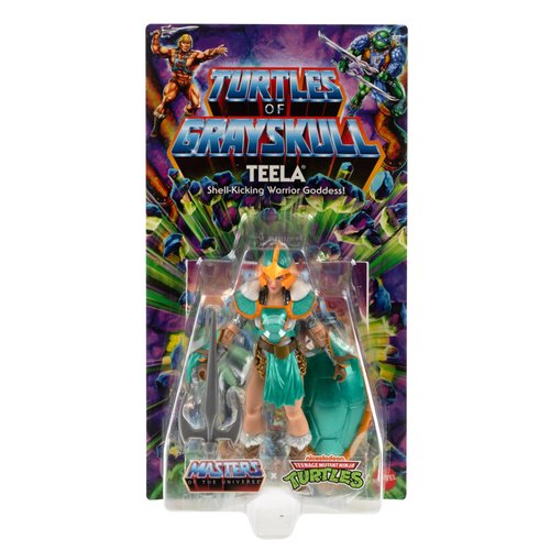 Masters of the Universe Mattel Origins Turtles of Grayskull Action Figure & Accessories, Teela Collectible Toy with 16 Joints, TMNT & Motu Crossover